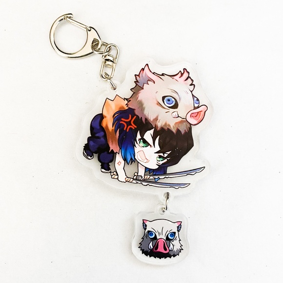 Anime Demon Slayer Inosuke Hashibira Dangle Acrylic Keychain - Picture 1 of 1
